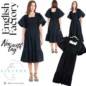 English Factory Puff Sleeve Midi Dress
